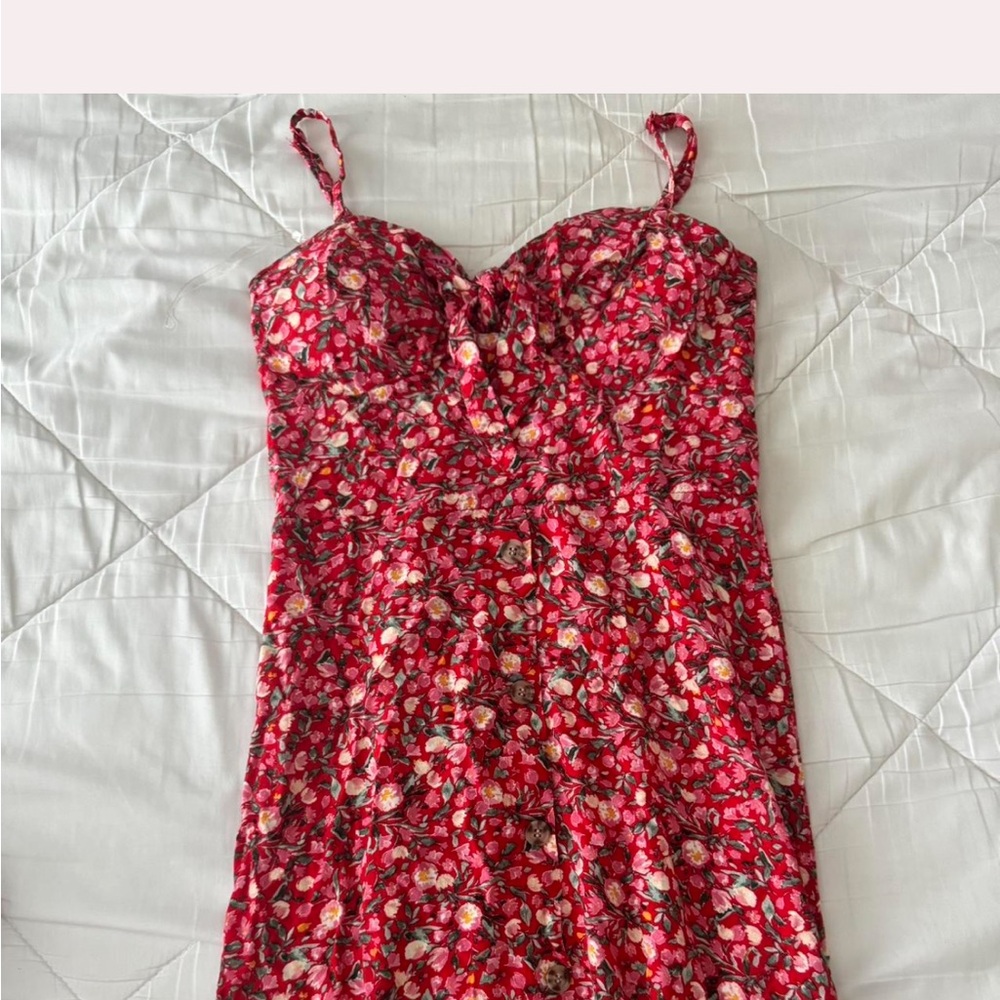 Floral Red Midi Dress